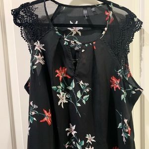 Plus size chiffon top with flowers